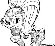 Coloriage Shimmer avec son tigre bengale