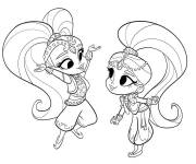 Coloriage Shimmer et sa s&oelig;ur Shine