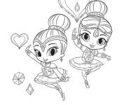 Coloriage Shimmer et Shine avec des motifs en c&oelig;urs