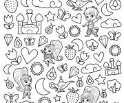 Coloriage Shimmer et Shine avec les &eacute;l&eacute;ments de dessin anim&eacute;