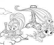 Coloriage Shimmer et Shine avec leurs animaux en ligne