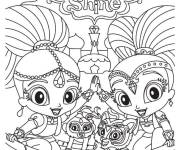 Coloriage Shimmer et Shine avec leurs pets en couleurs