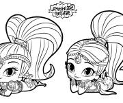 Coloriage et dessins gratuit Shimmer et Shine en noir at blanc en maternelle à imprimer