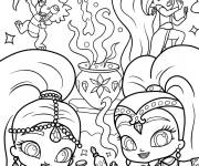 Coloriage Shimmer et Shine et la pr&eacute;paration de la potion magique