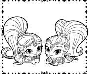 Coloriage et dessins gratuit Shimmer et Shine les deux jumelles mignonnes à imprimer