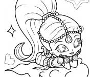 Coloriage Shimmer kawaii se repose sur le nuage