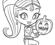Coloriage Shimmer, la s&oelig;ur de Shine avec citrouille de Halloween