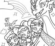 Coloriage Shimmer, Leah et Shine sur le dragon