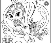 Coloriage Shine et le tigre Nahal de Shimmer et Shine