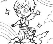 Coloriage Zac parmi les nuages et l'arc en ciel Shimmer et Shine