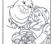 Coloriage Les amoureux Shrek et Fiona