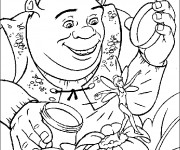 Coloriage Shrek d&eacute;couvre une f&eacute;e