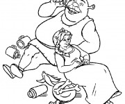 Coloriage Shrek et fiona d&icirc;ne ensemble