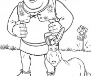 Coloriage Shrek et l'âne surpris