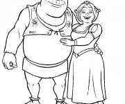Coloriage et dessins gratuit Shrek et la princesse Fiona à imprimer