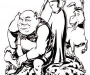 Coloriage Shrek et sa famille