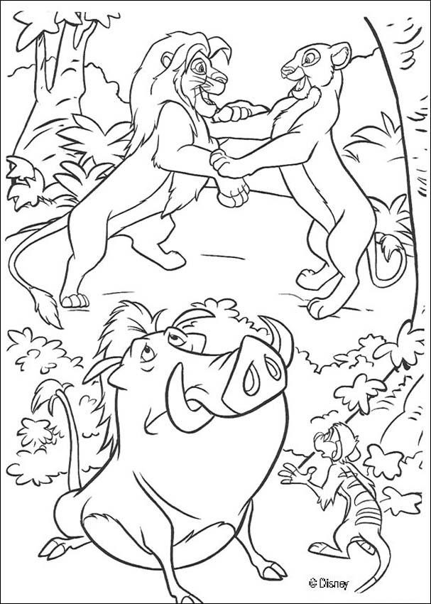 Coloriage et dessins gratuits Nala, le roi et Pumbaa à imprimer