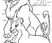 Coloriage Simba admire Nala