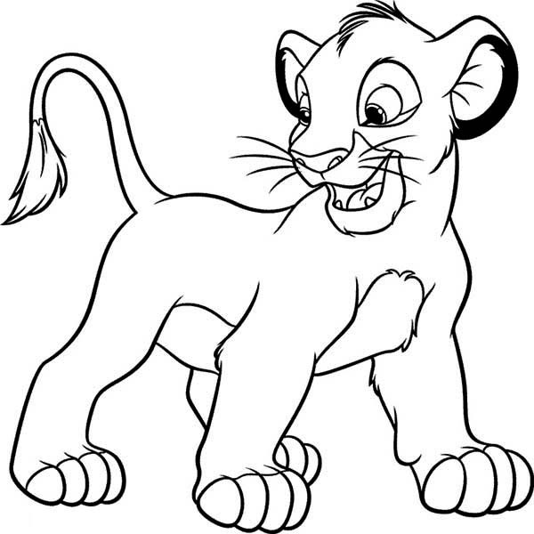 Coloriage et dessins gratuits Simba content à imprimer