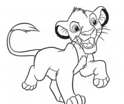 Coloriage Simba entrain de marche