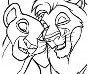 Coloriage Simba et Nala adulte