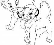 Coloriage et dessins gratuit Simba et Nala bébé à imprimer