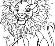 Coloriage Simba fait des b&ecirc;tises