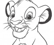 Coloriage Simba simple &agrave; colorier