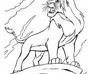 Coloriage Simba sur son rocher