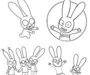 Coloriage et dessins gratuit Illustration du petit lapin Simon avec ses meilleurs amis à imprimer