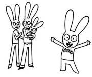 Coloriage et dessins gratuit Image du lapin Simon avec sa famille à imprimer
