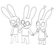Coloriage et dessins gratuit L'union du petit lapin et ses amis cartoon à imprimer