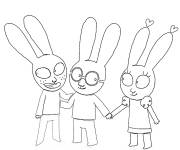 Coloriage et dessins gratuit L'union du petit lapin et ses amis cartoon à imprimer