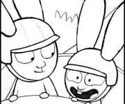 Coloriage Lapin Simon avec son grand fr&egrave;re