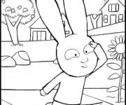 Coloriage Le petit lapin Simon dans le cour