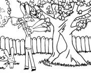 Coloriage et dessins gratuit Simon avec papa dans le jardin à imprimer