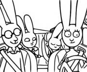 Coloriage et dessins gratuit Simon avec sa famille dans la voiture à imprimer