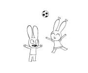 Coloriage Simon et sa petite amie jouant au foot
