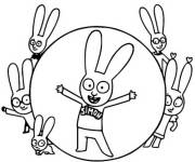 Coloriage et dessins gratuit Simon le lapin mignon avec ses amis à imprimer