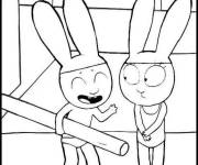 Coloriage Simon petit lapin dans la piscine