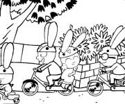 Coloriage Simon sur le v&eacute;lo avec ses amis
