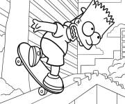 Coloriage Bart faisant du patin