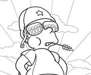 Coloriage Bart Simpson portant un casque