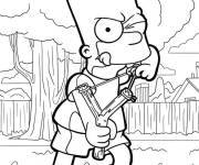 Coloriage Bart tenant une fronde