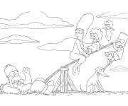 Coloriage Famille Simpson aux jeux pour enfants