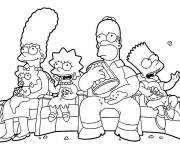Coloriage Famille Simpson dans la salle de cin&eacute;ma