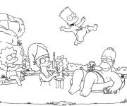 Coloriage Famille Simpson pendant les vacances d'&eacute;t&eacute;