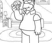 Coloriage Homer mange les Donuts
