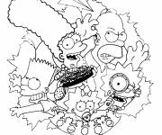 Coloriage La famille Simpson en portrait