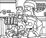 Coloriage La famille Simpson pendant le Noel